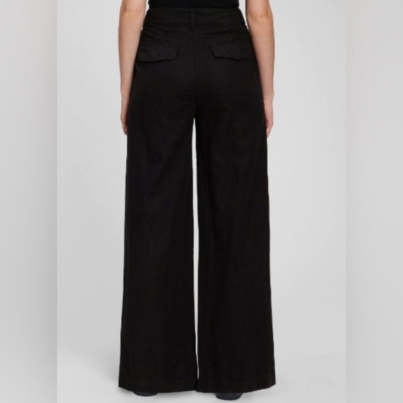 NWT! GAP Black High Rise Linen-Cotton Pleated Wide Leg Pants  - Multiple - Picture 2 of 2
